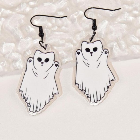 Ghost Kitten Earrings - Picture 1 of 2